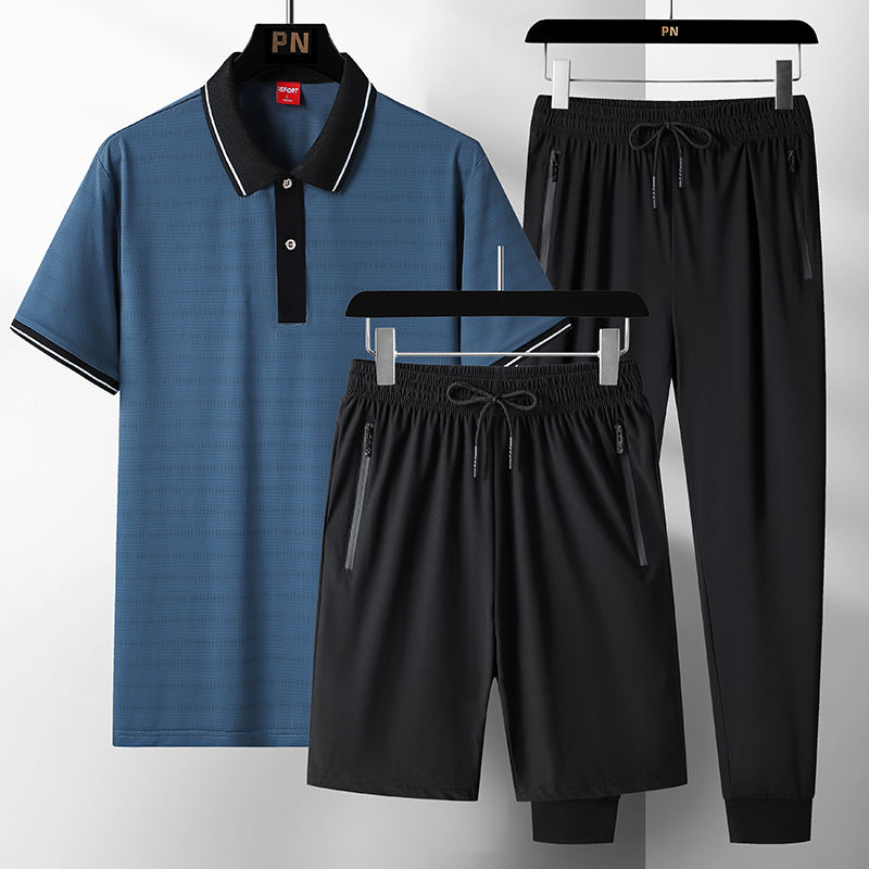 Bleu Mer [T-shirt] + Noir [Pantalon de contention]