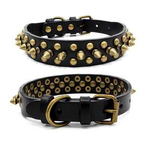Collier de chien en cuir réglable Style rétro pointes clous anti-morsure solide pour petits moyens grands animaux de compagnie Pit Bull Bulldog inclus - Product Image 5