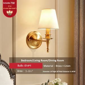 モダンな高級真ちゅう製の壁用コンシーライトシンプルクリエイティブ生地ランプシェードリビングルーム室内装飾用 - Product Image 3