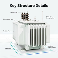 Transformateur immergé dans l'huile, de qualité industrielle, à haute tension, durable et stable, 500 kVA, 15 kV, homologué pour la distribution d'énergie
