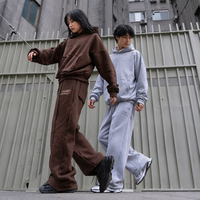 Ensemble survêtement unisexe oversize avec logo brodé 3D, pantalon large Y2K, streetwear décontracté, personnalisable en gros