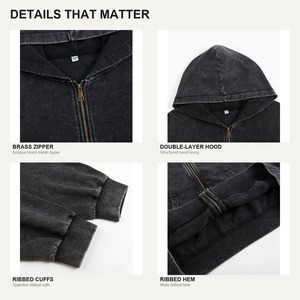 Sudadera con capucha extragrande de 350G con cremallera, hombros caídos, estilo vintage, streetwear, estampado personalizado, OEM ODM, venta al por mayor en la UE - Product Image 5