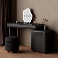 YIFAN Miroir LED sur pied moderne et durable, table de toilette murale avec grand meuble de rangement, en bois de pin blanc et panneau MDF, pour villa