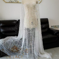 DELACE JZQ Robe de mariée de luxe en sequins, tissu en dentelle perlée de haute qualité, tulle perlé pour robe de soirée