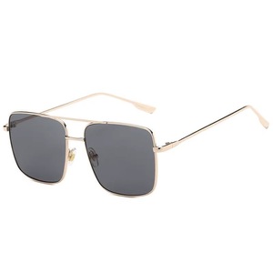 Square Double Bridges <b>Gradient</b> Metal Flat Top UV400 Acrylic Lightweight Gold Fashion Clip-On Full Rim Unisex <b>Sunglasses</b> - Product Image 4