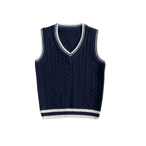 VSCOO personalizado de alta calidad uniforme escolar cuello en V sin mangas tejido suéter <span class=keywords><strong>chaleco</strong></span> para la temporada de otoño - Product Image 1