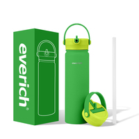 Bouteille d'eau en acier inoxydable de 22 oz avec couvercle à paille, double paroi isolée sous vide, anti-fuite, bouteille de sport, logo personnalisé