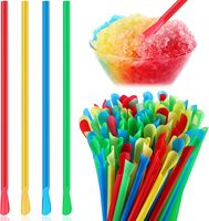 Kustom kerucut salju sendok sedotan fleksibel sekali pakai milkshake minum PLA Biodegradable sendok sedotan untuk es
