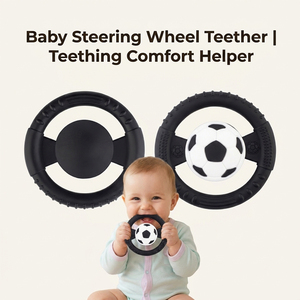 En gros, Jouet de dentition pour bébé en silicone souple en forme de volant, motif football, sensoriel, pour soulager les gencives des tout-petits - Product Image 2