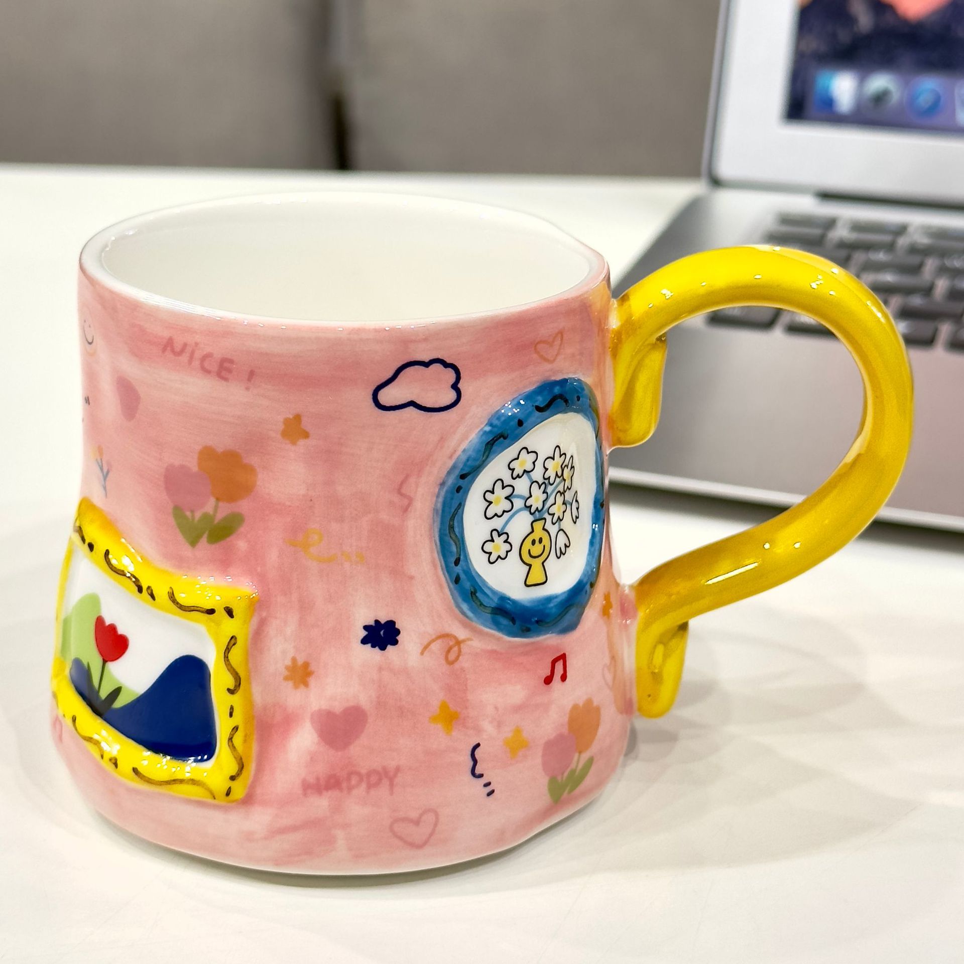 Taza con nota rosa difusa - Paquete de burbujas