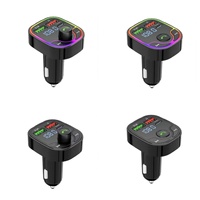 Pemutar MP3 Mobil BT Hands-Free Lampu Ambient Pengisian Daya Cepat PD Ponsel 5V/1A 2 X USB Ramah Lingkungan
