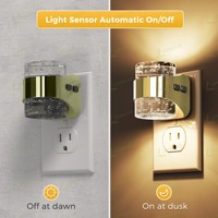 Veilleuse décorative en acrylique dorée LOHAS, veilleuse 3CCT 3000K/4000K/5000K, capteur automatique, prise murale, veilleuse LED pour chambre à coucher