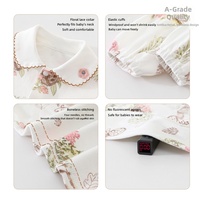 Combinaison à manches longues pour bébé fille, style princesse, imprimé floral chat, fermeture à boutons, 100% coton, tenue printemps/automne