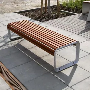 Garden Furniture Leisure Backless Stainless Steel Street Public Modern Waiting Aluminum Outdoor Patio Park Bench