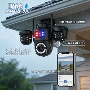 Telecamera di Sicurezza CCTV Esterna con Luci Lampeggianti Rosse e Blu, 3 Lenti, WIFI, Allarme con Sirena, App ICSEE, PTZ per Esterni - Product Image 3