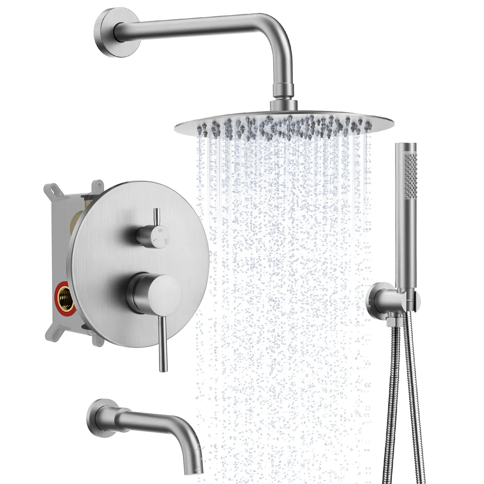 Thermostatic Shower Set Rainfall Shower head Luxury Bathroom Shower Faucet with Body Jet