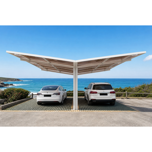 <span class=keywords><strong>Abri</strong></span> de <span class=keywords><strong>voiture</strong></span> moderne en aluminium à double baie avec protection solaire et auvent anti-UV pour jardin et cour arrière - Product Image 6