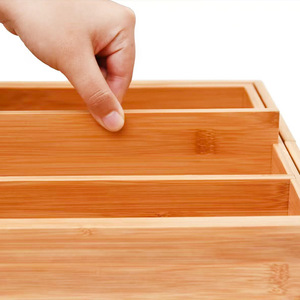 Caja de Almacenamiento Telescópica de Bambú con Cinco Compartimentos, Organizador de Escritorio Expandible, Contenedor para Frutas, Tipo Vertical, Primavera 2024 - Product Image 2
