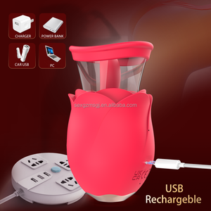 Vibratore a Forma di Rosa per Donne con 6 Modalità di Suzione e 9 Modalità di Vibrazione, Stimolatore Clitorideo in Silicone con Funzione Leccante OEM - Product Image 3