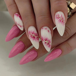 Haute Qualité De Luxe Conçu Réutilisable Imprimé <span class=keywords><strong>Faux</strong></span> <span class=keywords><strong>Ongles</strong></span> Court Fleur D'amande Presse Sur <span class=keywords><strong>Ongles</strong></span> <span class=keywords><strong>Ongles</strong></span> Artificiels Pour Femme - Product Image 1