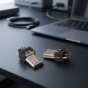 Conector Micro USB 2.0 Tipo B Macho Largo de 5 Pines con Acabado de Contacto de Estaño Soldable de Bronce Fosforoso para PBT+30% Ignífugo 94 V-0 - Product Image 3