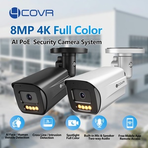 Caméra IP de sécurité PoE 8MP 4K 4COVR OEM en gros pour installation de projets CCTV extérieurs avec détection faciale IA et audio bidirectionnel couleur intégrale - Product Image 2