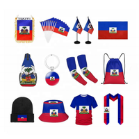 Nouveau drapeau d'Haïti, drapeau de jardin à agiter, série personnalisée, sac banane, sac à cordon pour bagages, sac à déjeuner, casquette de baseball, t-shirt à manches courtes