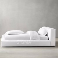 Sigma Ensemble de lit minimaliste moderne en bois de chêne sculpté à la main solide naturel intérieur Massage stockage chambre mur meubles hôtels