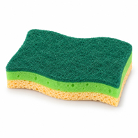Éponge de nettoyage en pulpe de bois avec face abrasive et corps absorbant pour la vaisselle et le nettoyage domestique de l'évier de cuisine