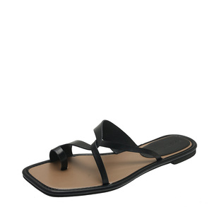 2023 Wholesale New Trendy Fashion Women Summer Shoes Ladies Outdoor Flat Sandals Square Head Female Casual <b>Slide</b> Waterproof - Product Image 5