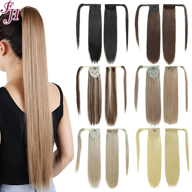 FH natural hair ponytail clip in wrap around straight virgin brazilian human hair ponytail