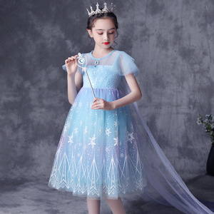 Summer Puffy Sleeve Print <span class=keywords><strong>Anna</strong></span> <span class=keywords><strong>Elsa</strong></span> Clothes For Kids Girls Princess Cos Dress Girl Party Dress bambini Coslay Costume Ball Gown - Product Image 3