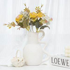 باقات زهور اصطناعية بساق واحدة، باقات ورد الشاي الحريري والهيدرانجيا المحمولة باليد، للديكور المنزلي والأنشطة التجارية في الفنادق - Product Image 3