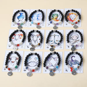 Bracciale con Perline di Cristallo Curativo in <span class=keywords><strong>Ossidiana</strong></span> <span class=keywords><strong>Nera</strong></span> dei 12 Segni Zodiacali, Gioielli con Cristalli Curativi per Uomini e Donne - Product Image 5