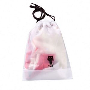 Custom Cheap Cat Pattern Frosted Clear Draw String Storage <b>Bag</b> Peva <b>Waterproof</b> <b>Drawstring</b> <b>Bag</b> - Product Image 1