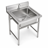 Wastafel Industri Modern Stainless Steel Besar Dua Lubang untuk Dapur Komersial, Bahan Stainless Steel 304 201
