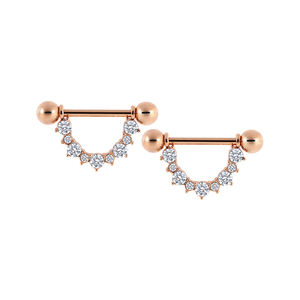 סט אביזרי טבעת פטמה מפלדת אל-חלד 316L בהתאמה אישית של <span class=keywords><strong>Superstar</strong></span>, משובץ באבני חן לבנות, תכשיט פירסינג לגוף מצופה זהב לחתונה - Product Image 5