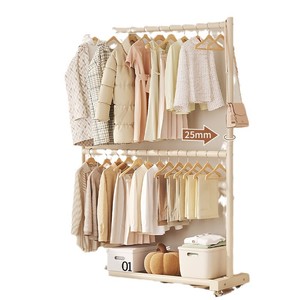Ou Shu Mei Perchero de ropa de doble capa, organizador de ropa móvil rectangular para dormitorio y uso doméstico - Product Image 5