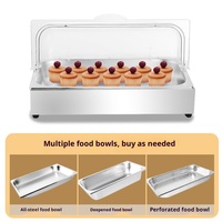 Présentoir de nourriture de buffet en plastique électrique pour le bol de fruit de casse-croûte Dessert Sushi plats froids fruits de mer réfrigérés
