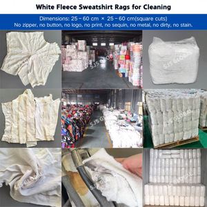 Chiffons en molleton blanc recyclé 100 % coton pour atelier industriel, absorption rapide pour le nettoyage - Product Image 5