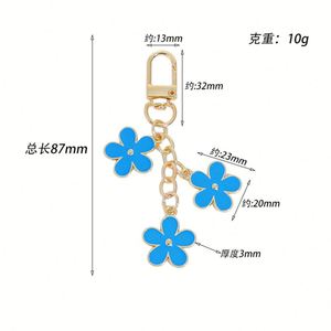 Kawaii Metal Flower Keychain Minimalist Enamel Floral <b>Keyring</b> Elegant Bag <b>Charm</b> Key Accessory Perfect Gift for Women & Girls - Product Image 4