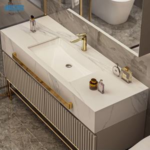 Muebles de Baño Modernos y Elegantes, Minimalistas e Inteligentes, con Lavabo Integrado de Piedra, Conjunto Combinado de Lavabo y Mueble Lacado Moderno - Product Image 1