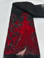 NI.AI Nouveau style Tissu en dentelle de velours perlé avec sequins et paillettes