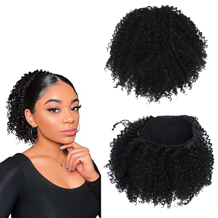 Synthetic Natural Black Hair Bun Afro Kinky Curly Women Chignon Hair Extensions