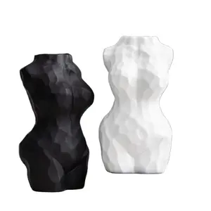 Vazen — Vase en céramique de formes géométriques simples, décoration de maison, noir et blanc, Art nordique, ornement corporel, nouvelle collection