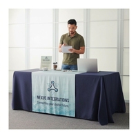 Housse de table personnalisée imprimée pour salon professionnel, 1,2 m, 1,8 m, 2,4 m, en polyester, ajustée, avec dos ouvert pour stand d'exposition