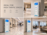 Station de recharge électronique à 10 baies avec casier sécurisé, structure assemblée, fonction de paiement par carte de crédit, certifiée CE, résistante à la rouille