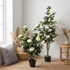 Piante Verdi Artificiali, Alberi Finti in <span class=keywords><strong>Vaso</strong></span>, Rose di Seta, Alberi Decorativi, Fiori Realistici al Tatto, Decorazioni per Interni, Casa, Natale, Matrimoni - Product Image 4
