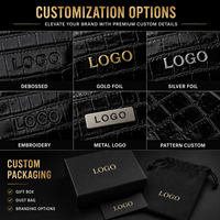 Portefeuille porte-cartes en cuir à motif crocodile noir avec détail de logo doré pour cadeaux d'affaires et accessoires de luxe