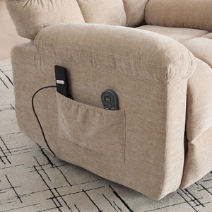 <span class=keywords><strong>Fauteuil</strong></span> inclinable électrique moderne avec massage et chaleur pour personnes âgées, canapé en tissu rembourré avec télécommande et porte-gobelets latéraux - Product Image 4